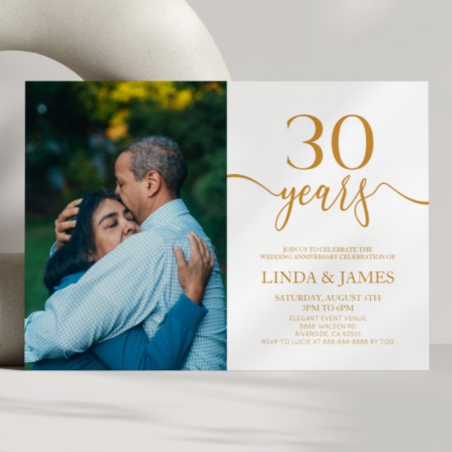 Minimalist Champagne 30th Wedding Anniversary Invitation (Creator Uploaded)