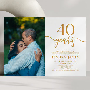 Minimalist Champagne 40th Wedding Anniversary Invitation