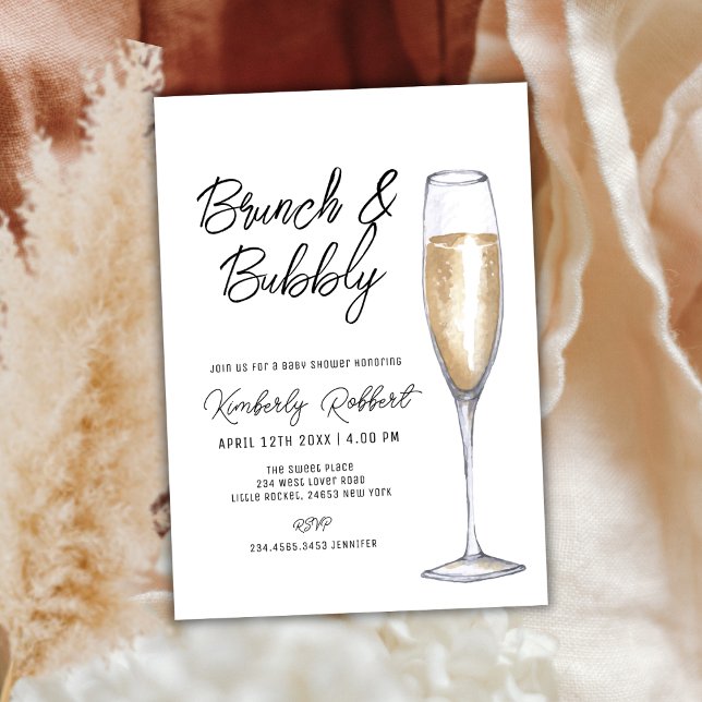 Minimalist Champagne Brunch Bubbly Baby Shower Invitation (Minimalist Champagne Brunch Bubbly Baby Shower Invitation)