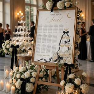 Minimalist Champagne Tower Wedding Seating Chart 