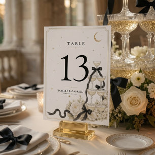 Minimalist Champagne Tower Wedding Table Number