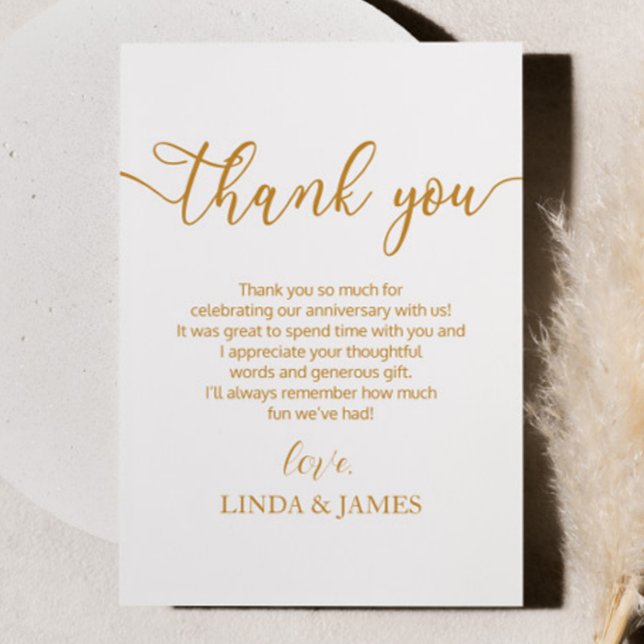 Minimalist Champagne Wedding Anniversary Thank You Card (Creator Uploaded)