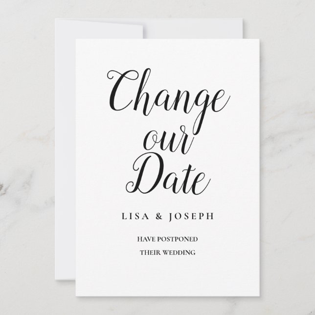 Minimalist Change the Date Postponed Save The Date (Front)