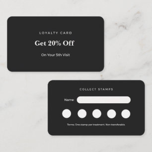 Minimalist Charcoal Aesthetician Loyalty Punch Car Business Card