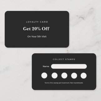 Minimalist Charcoal Aesthetician Loyalty Punch Car Business Card