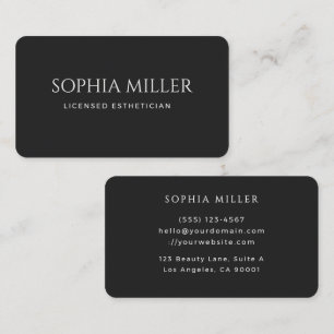Minimalist Charcoal Editorial Aesthetician Business Card