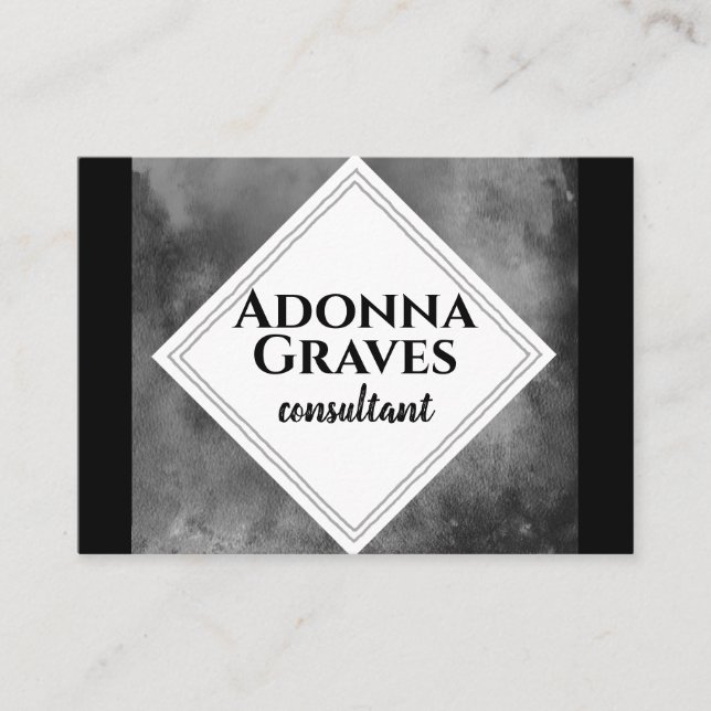 minimalist charcoal grey and white geometric  business card (Front)