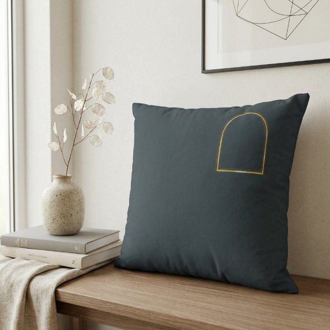 Minimalist Charcoal Grey Matte Gold Arch Quiet Lux Cushion (Minimalist Charcoal Matte Gold Arch Quiet Luxury Japandi Geometric Line Art
)