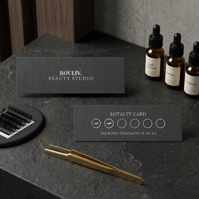 Minimalist Charcoal Lash Tech Loyalty Stamp Circle Card (Minimalist Charcoal Lash Tech Loyalty Stamp Circles Reward Skinny
)