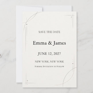 Minimalist Charcoal Line Save the Date Wedding Car