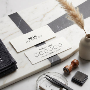 Minimalist Charcoal Linen Lash Tech & Beauty Loyalty Card