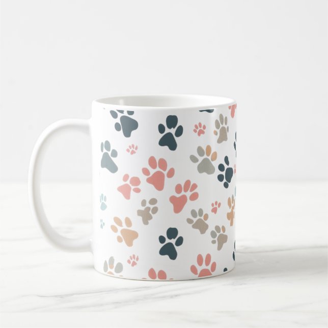 Minimalist Charming Paw Prints Multi Colour Playfu Coffee Mug (Left)