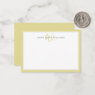 Minimalist Chartreuse Two Border Monogram Card