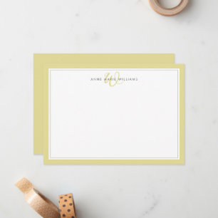 Minimalist Chartreuse Two Border Monogram Card