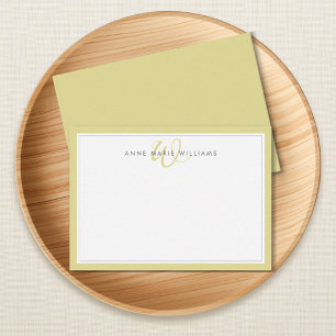 Minimalist Chartreuse Two Border Monogram Card
