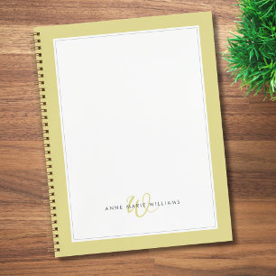 Minimalist Chartreuse Two Border Monogram Notebook