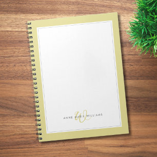 Minimalist Chartreuse Two Border Monogram Notebook