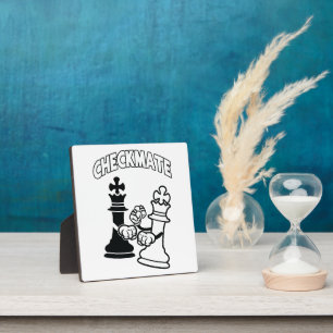 Minimalist Checkmate Chess Art Black and White Plaque
