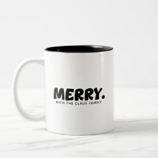 Minimalist Cheer: Personalized "MERRY." Statement Two-Tone Coffee Mug