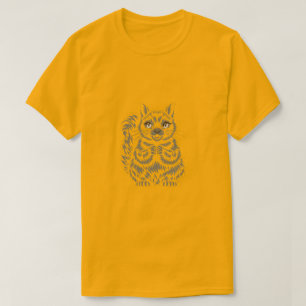 Minimalist Cheerful Squirrel Simple Line Art T-Shirt