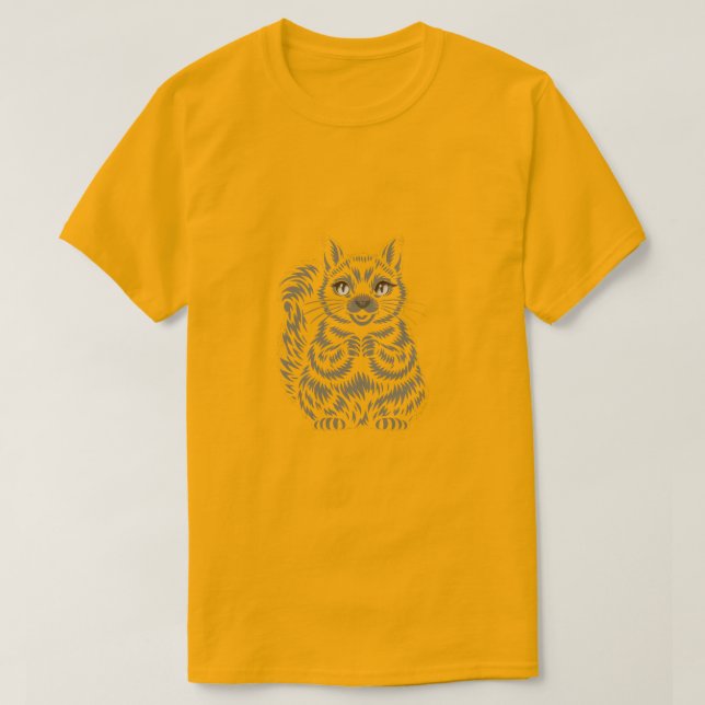 Minimalist Cheerful Squirrel Simple Line Art T-Shirt (Design Front)