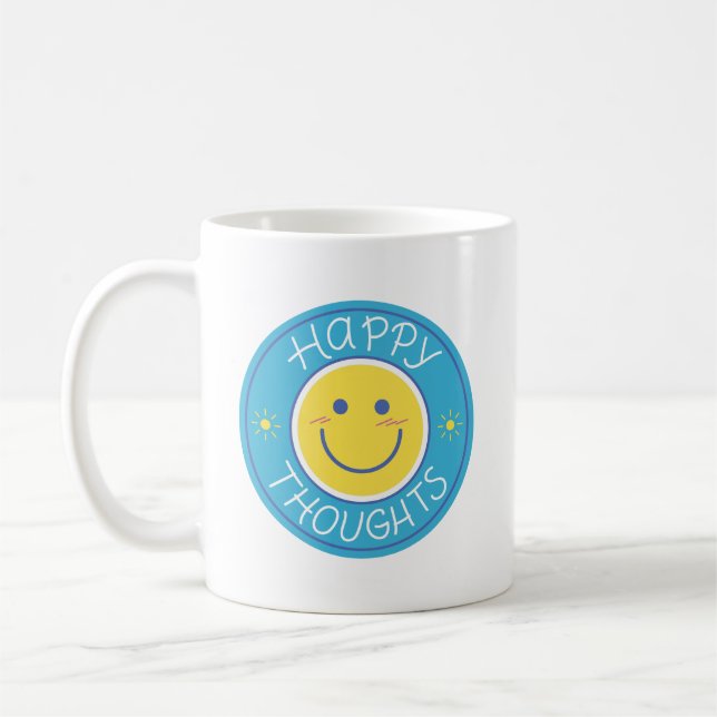 Minimalist Cheerful Vibrant Smiling Yellow Face Coffee Mug (Left)