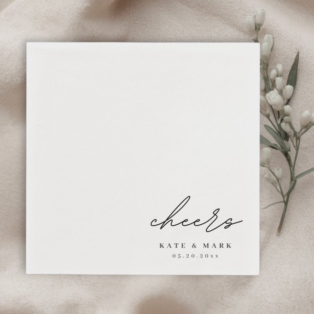 Minimalist Cheers Personalised Wedding Napkin (Creator Uploaded)