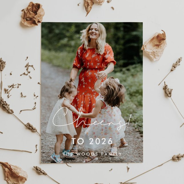 Minimalist Cheers to 2026 New Year's photo Holiday Card (Creator Uploaded)