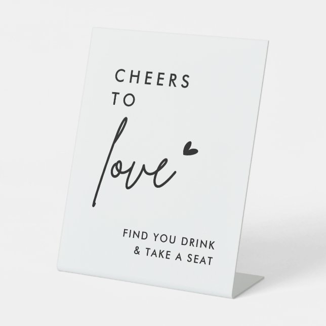 Minimalist Cheers To Love Drink Sign (Front)