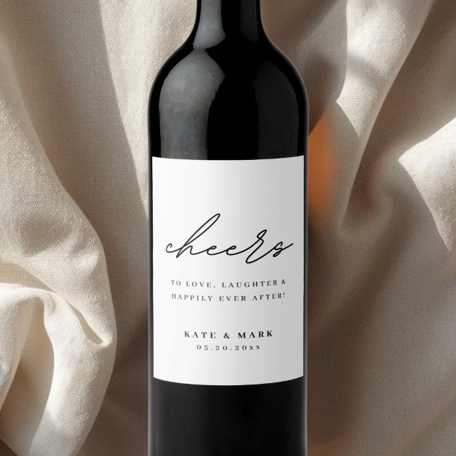 Minimalist Cheers to Love Wedding Wine Label (Creator Uploaded)