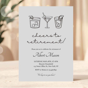Minimalist Cheers to Retirement Cocktail Invitation