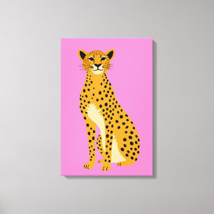 Minimalist Cheetah on Pink Canvas Print