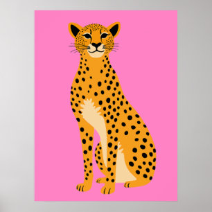Minimalist Cheetah on Pink Poster