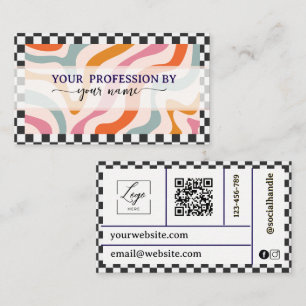 Minimalist Chequered Retro colour palette Business Card