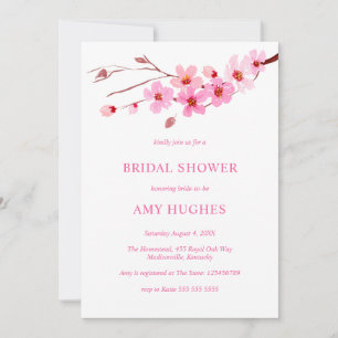 Minimalist Cherry Blossom Pink Bridal Shower  Invitation