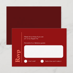 Minimalist Cherry Red and White RSVP card