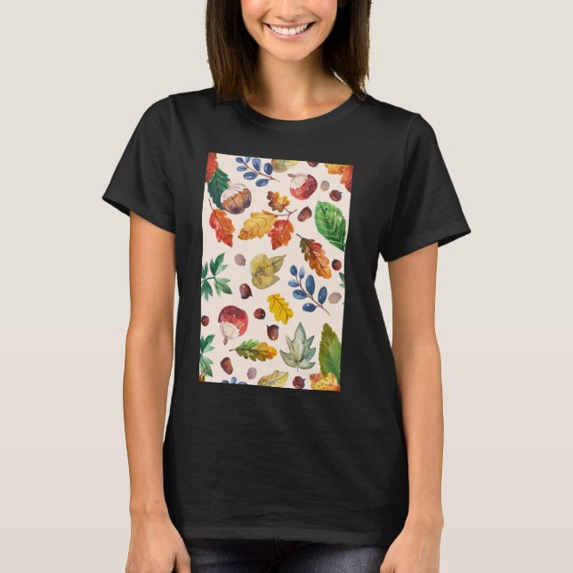 Minimalist Chestnut Nuts Pattern Art T-Shirt (Front)