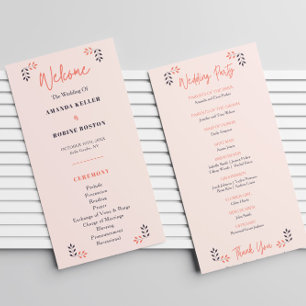 Minimalist Chic Aesthetic Elegant Wedding Programs