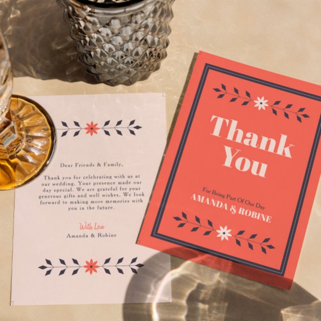 Minimalist Chic Aesthetic Elegant Wedding Thank You Card (Creator Uploaded)