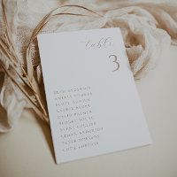 Minimalist Chic Beige Wedding Table Seating Card