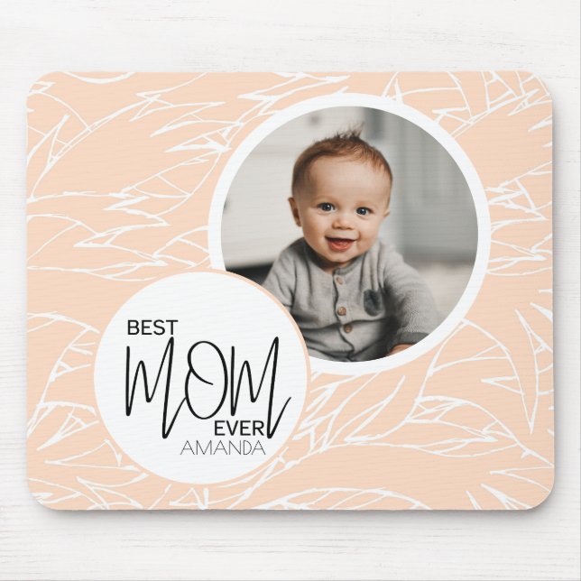 Minimalist Chic Best Mum Ever Pink Photo Mouse Pad (Front)