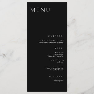 Minimalist Chic Black and White Modern Wedding Menu