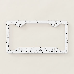 Minimalist chic black polka dots geometric pattern licence plate frame