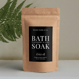 Minimalist Chic Black Waterproof Bath Salts Label
