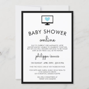 Minimalist Chic Blue Virtual Baby Shower Invitation