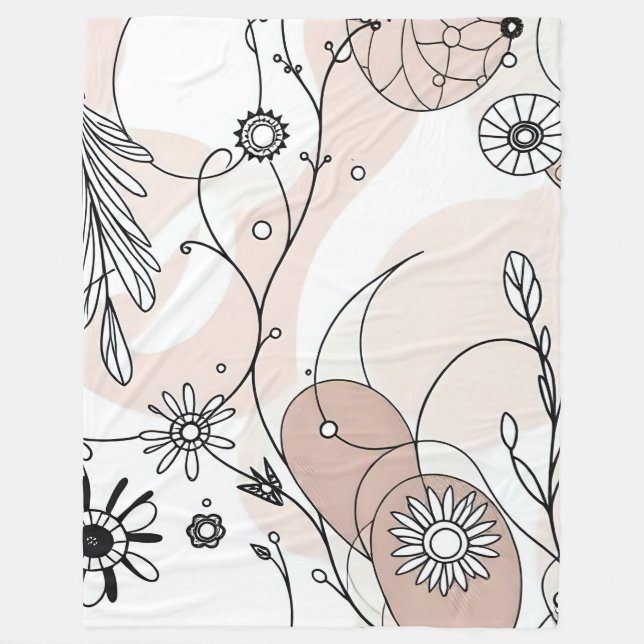 Minimalist Chic Boho Abstract Vibes Fleece Blanket (Front)