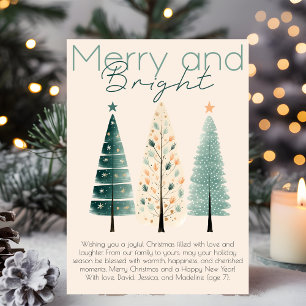 Minimalist Chic Boho Hand drawn Christmas Trees Holiday Card