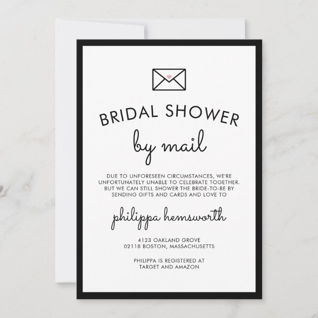 Minimalist Chic Bridal Shower by Mail Invitation (Front)