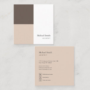 minimalist chic brown geometric blocks square business card