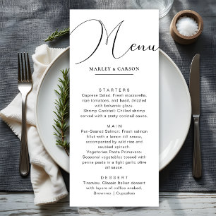 Minimalist Chic Calligraphy Script Wedding Dinner Menu